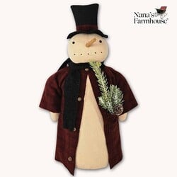 Snowman in Red Coat & Black Scarf Weighted Base - 20"