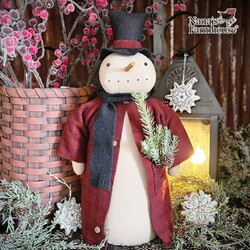Snowman in Red Coat & Black Scarf Weighted Base - 20"