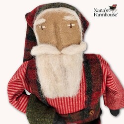 Santa Shelf Sitter Plaid Pants with Green Stocking - 20"