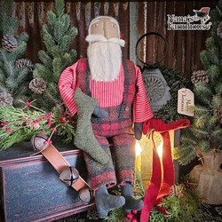 Santa Shelf Sitter Plaid Pants with Green Stocking - 20"