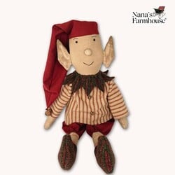 Elf Shelf Sitter Doll Red Ticking Top & Red Pants - 18"
