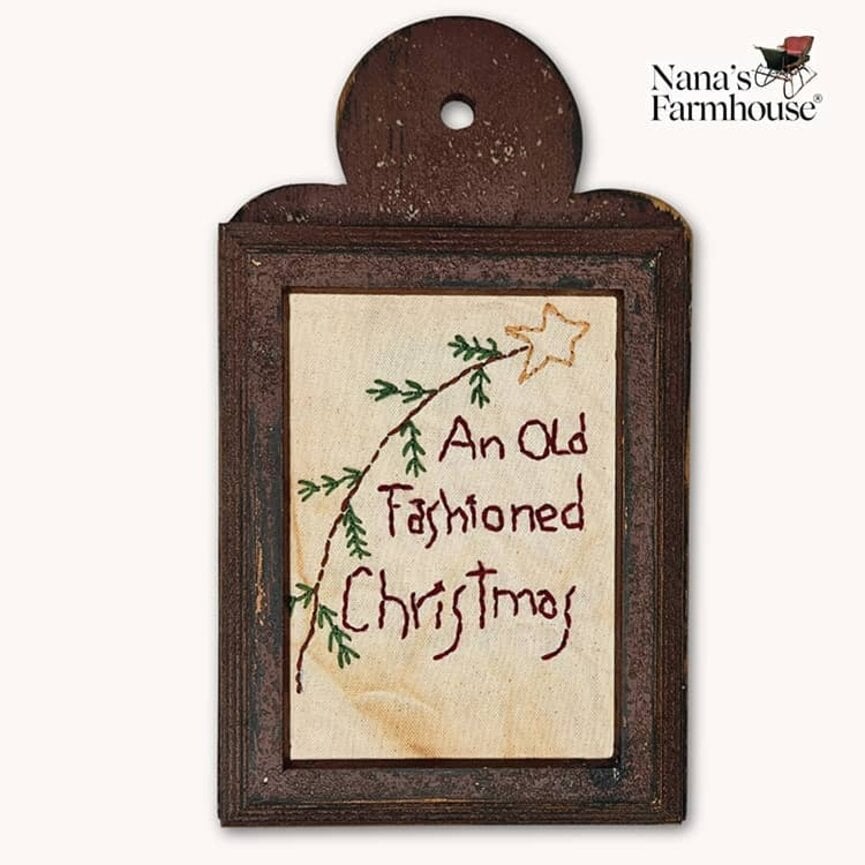 Distressed Frame An Old Fashioned Christmas Needle Punch - 12" x 7"