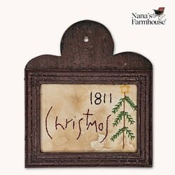 Distressed Frame Needle Punch 1811 Christmas with Tree - 10" x 8.75"