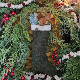 Mouse In Green Stocking Ornament