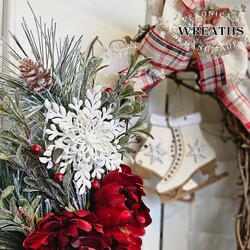 Winterberry & Ice Skates Grapevine Wreath - 25" x 21"