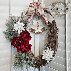 Winterberry & Ice Skates Grapevine Wreath - 25" x 21"
