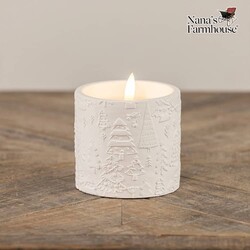 3D Flame Holiday Embossed Candle White - 3.25" x 3.50"