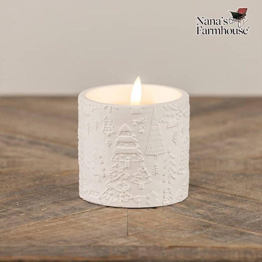 3D Flame Holiday Embossed Candle White - 3.25" x 3.50"