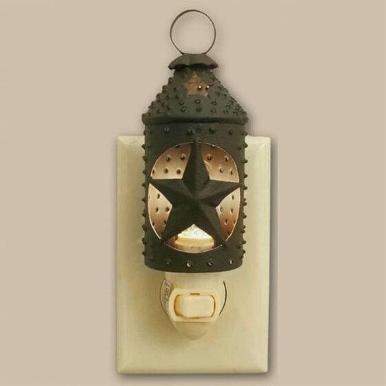 Punched Star Paul Revere Night Light Rustic Brown