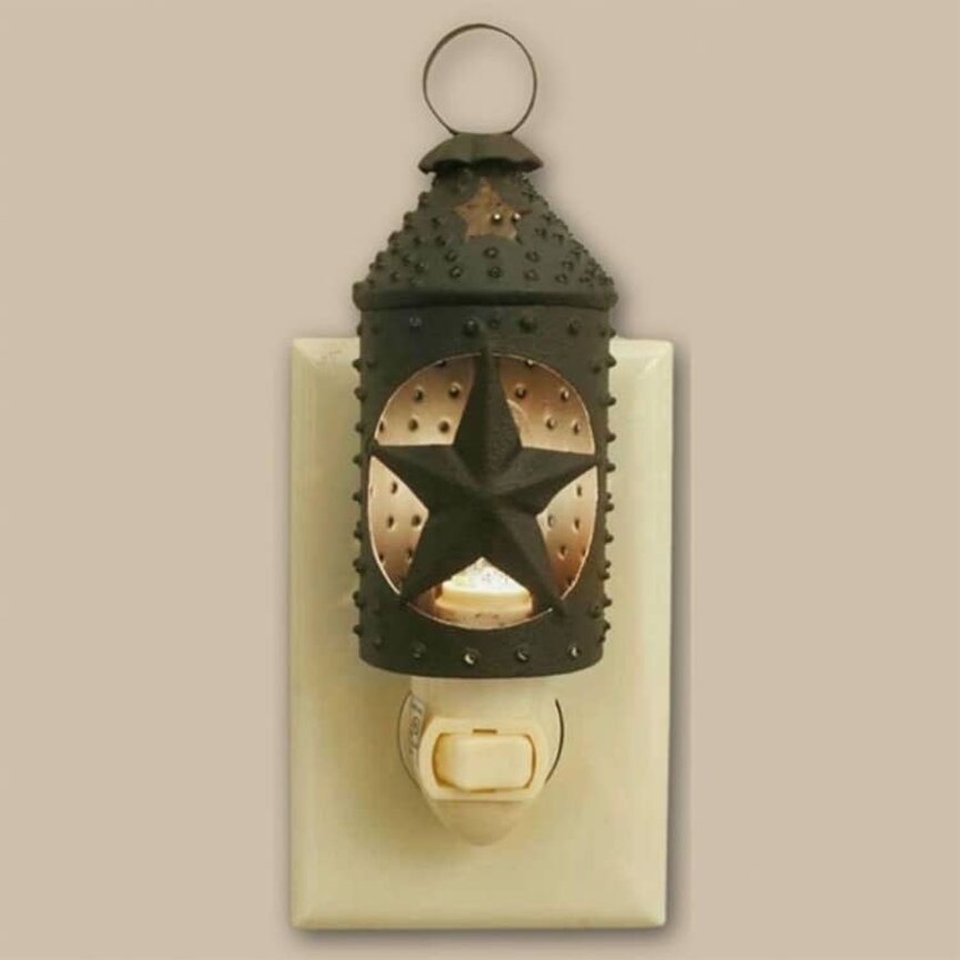 Punched Star Paul Revere Night Light Rustic Brown - 6"