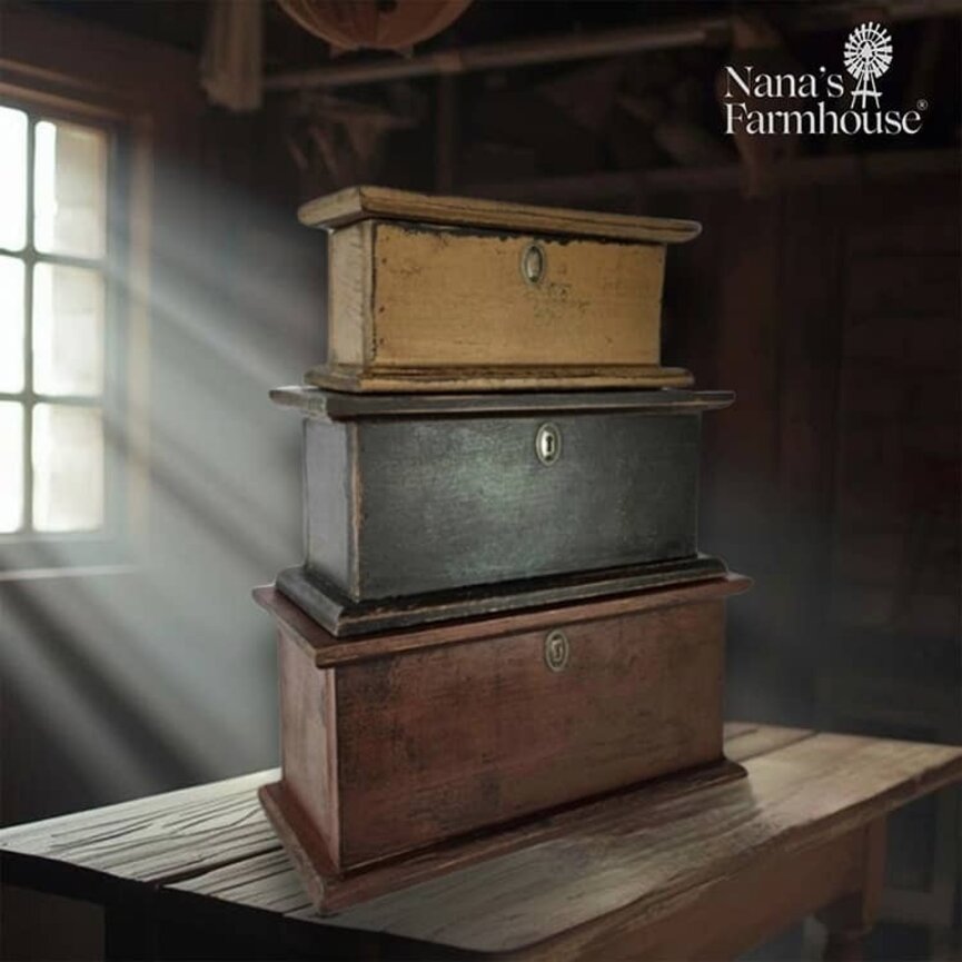 Three Stacking Wooden Boxes - 21" x 17" x 8"