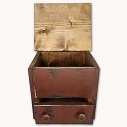 Wooden Box Hinged Lid Drawer with Stained Lid  - 13" x 11" x 11"