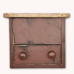 Wooden Box Hinged Lid Drawer with Stained Lid  - 13" x 11" x 11"