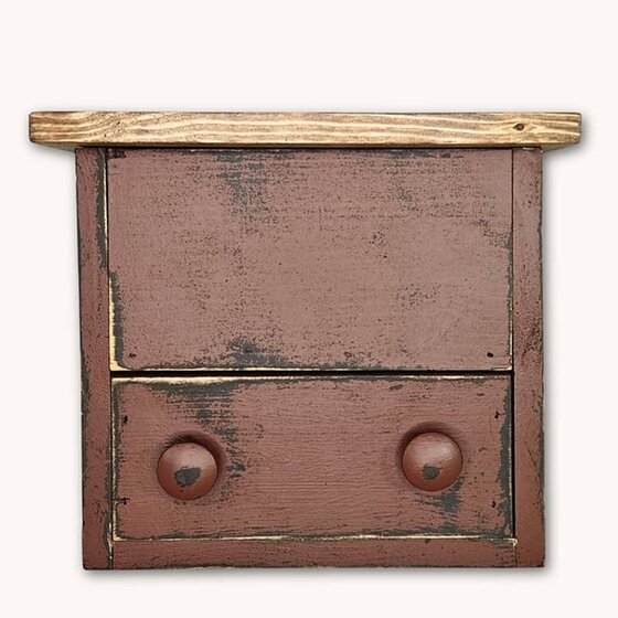 Wooden Box with Hinged Lid Drawer