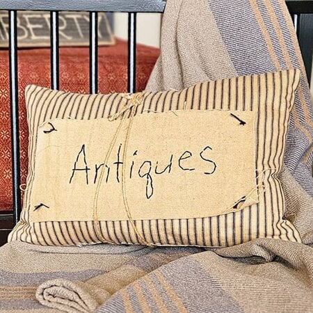 Antiques Blue Ticking Pillow