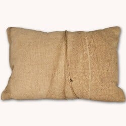 Antiques Pillow Handmade with Blue Ticking Fabric - 15" x 10.5"