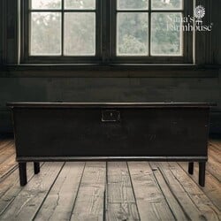 Wooden Chest Hinged Lid Distressed Black - 42" x 13.5" x 18"