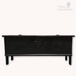 Wooden Chest Hinged Lid Distressed Black - 42" x 13.5" x 18"