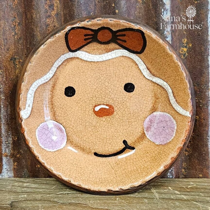 Smith Redware Gingerbread Girl Plate - 5"