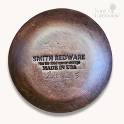 Smith Redware Primitives Round Plate with Green Vine Border  - 5"
