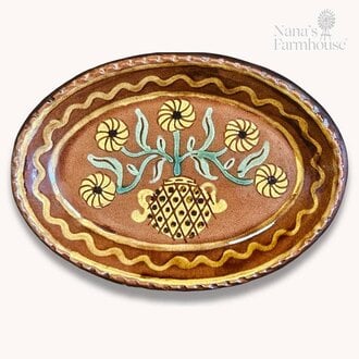 Vase with Flowers & Vines Oval Plate