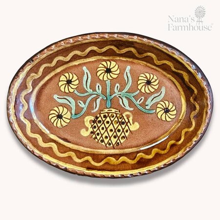 Vase with Flowers & Vines Oval Plate