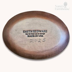 Smith Redware Vase with Flowers & Vines Oval Plate  - 6.75"