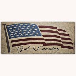 God & Country American Flag Sign - 16" x 36"