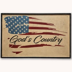 God's Country American Flag Framed Sign - 21" x 31"