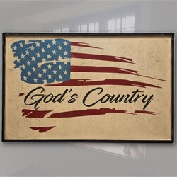God's Country American Flag Framed Sign - 21" x 31"