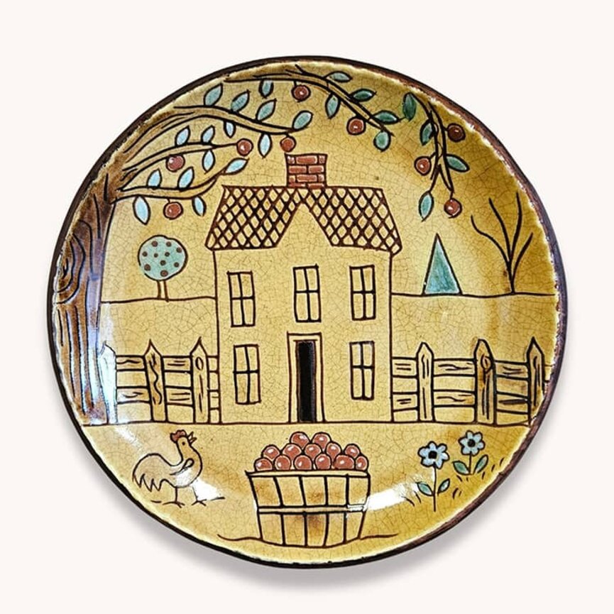 Smith Redware Cottage House Plate - 8"