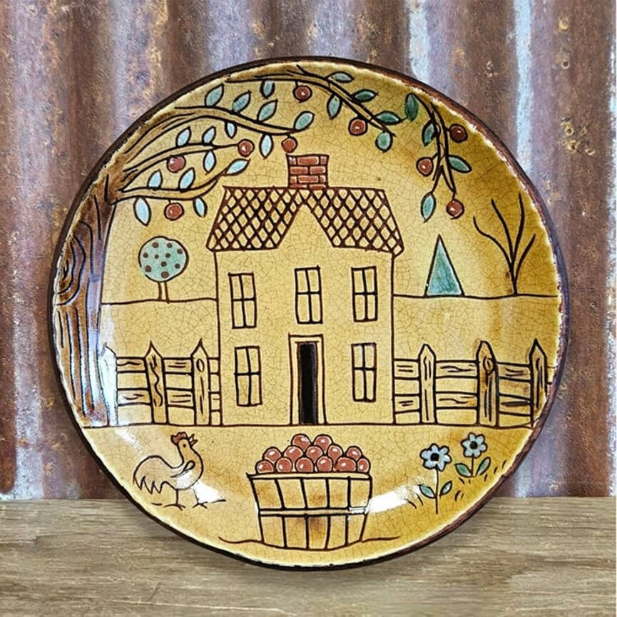 Smith Redware Cottage House Plate - 8"