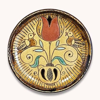 Vase with Flower & Birds Plate