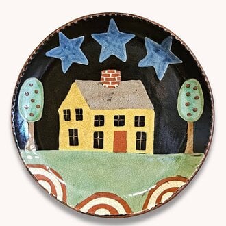 House with Stars Redware Plate