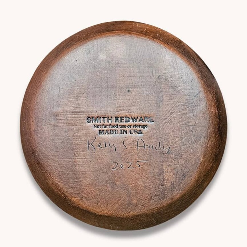 Smith Redware Vase with Flowers Plate - 8"