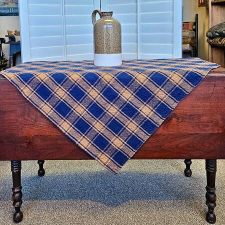 Homespun Check Table Square Indigo Carmel - 43" x 46"