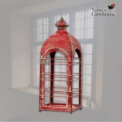 Red Metal Lantern - 21" x 7.25"