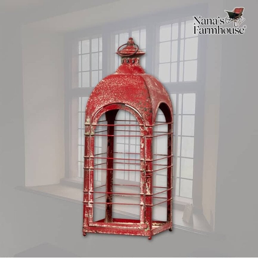Red Metal Lantern - 21" x 7.25"