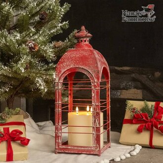 Aged Red Metal Lantern