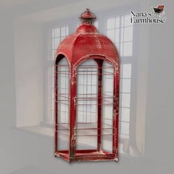 Aged Red Metal Lantern - 27.25" x 9"
