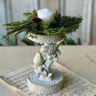 Feathered Woods Candle Holder - 8"
