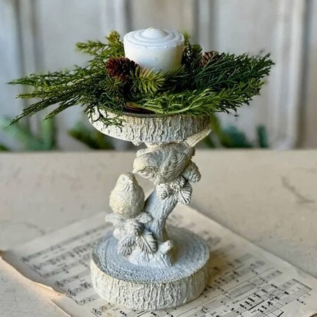 Feathered Woods Candle Holder - 8"