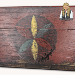 Kathy Graybill Hand Painted Antique Red Box with Working Key - 5.5" x 14.25" x 8.75"