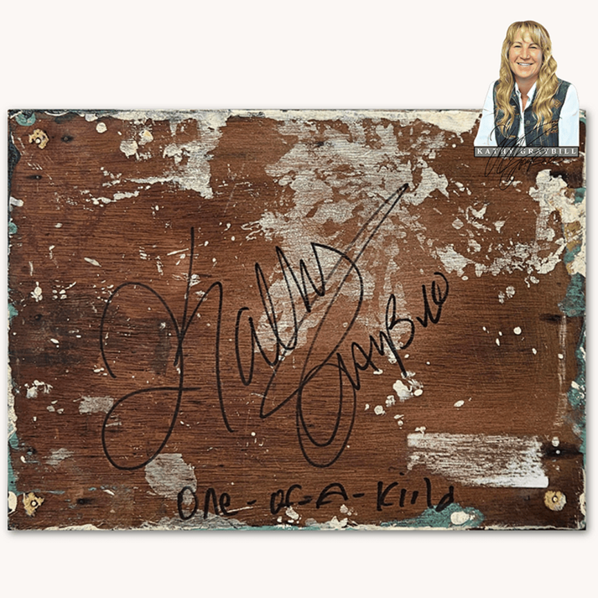 Kathy Graybill Hand Painted Antique Black Box with Birds & Florals 3.5" x 10.75" x 7.5"