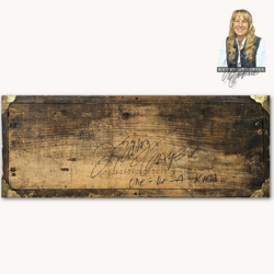 Kathy Graybill Hand Painted Antique Black Tool Box with Houses & Florals - 11" x  24" x 9"