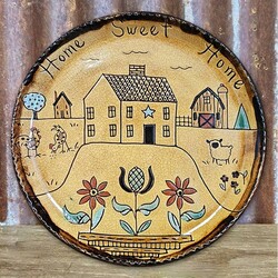 Smith Redware Home Sweet Home Plate with Salt Box House - 10.5"