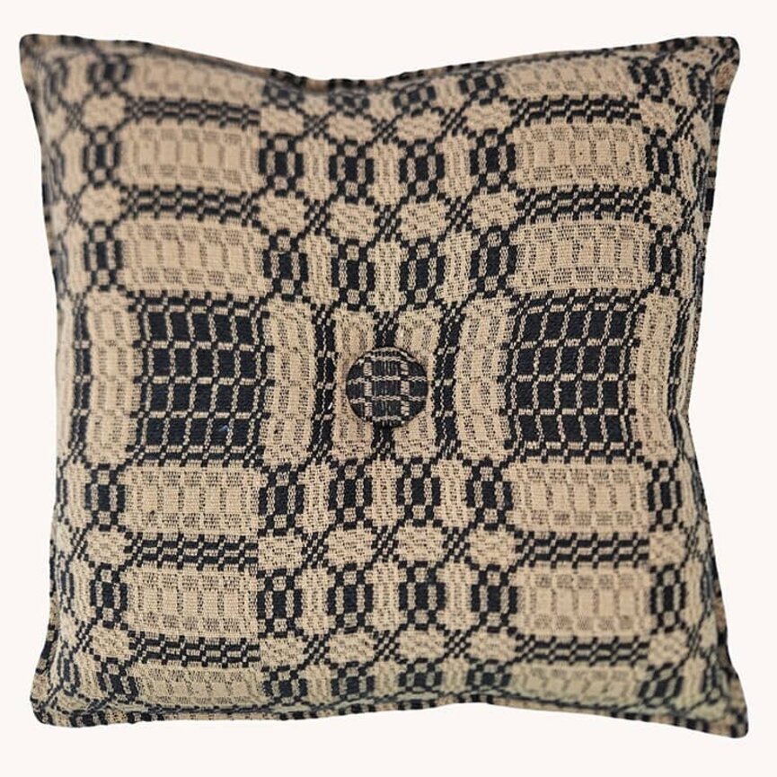 Westbury Coverlet Pillow Black Tan - 16" x 16"