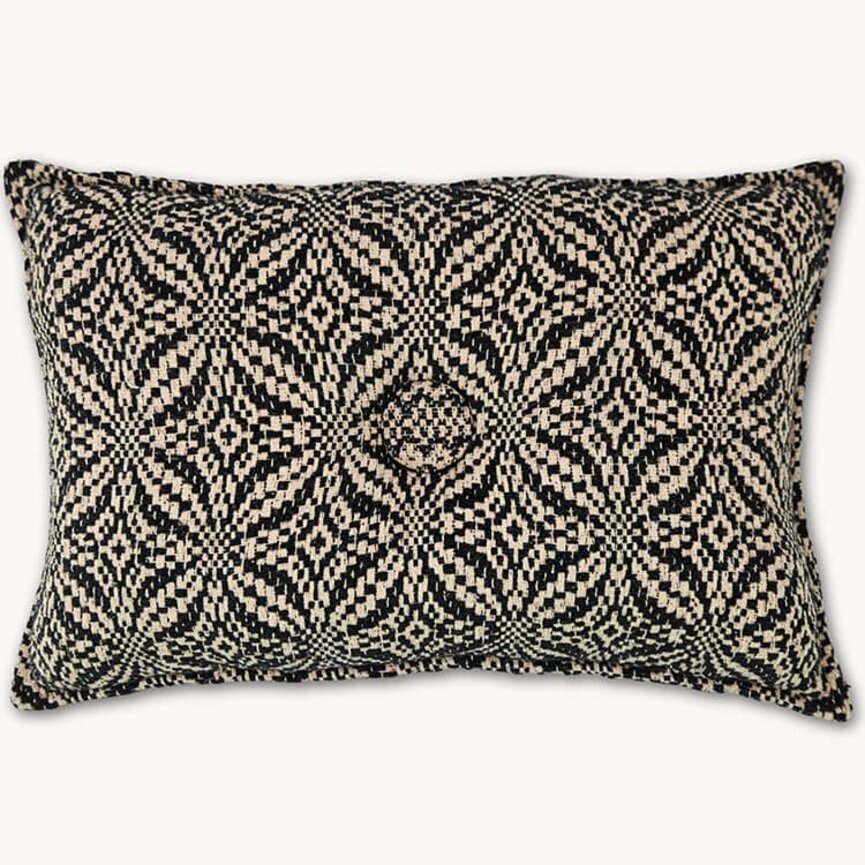 Windmill Coverlet Pillow Black Cream - 12" x 16"