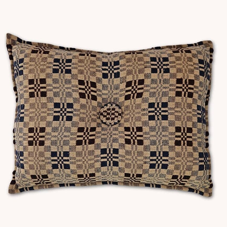 Parlor Weave Coverlet Pillow Chocolate Navy Tan - 12" x 16"