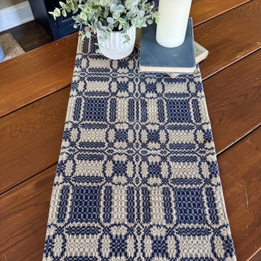 Cambridge Navy/Tan Short Table Runner 14" x 32"